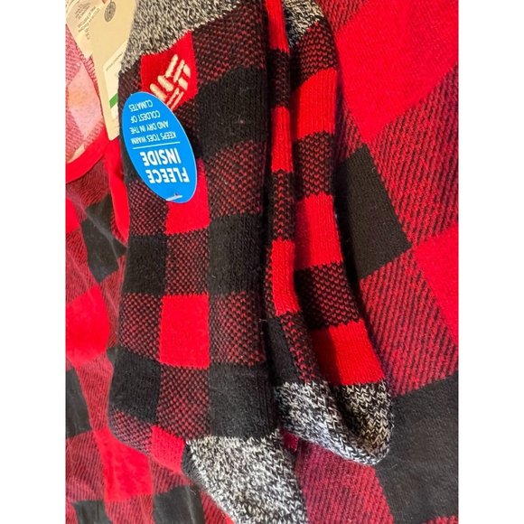 NWT Lucky Brand Pajamas One piece Romper Large Buffalo Plaid w Socks Lounge GIFT - Picture 7 of 9